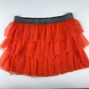Girls' tutu skirt, sparkly orange and black, large
